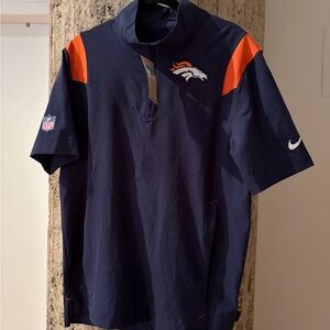 Men's Navy and Orange Half Zip Broncos Jersey